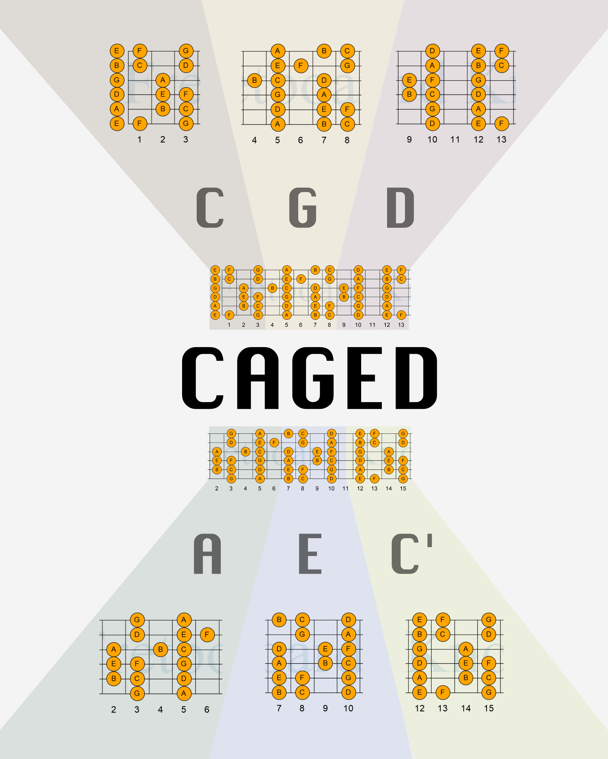 The C Major Scale CAGED Fretboard Knowledge